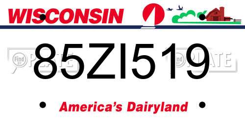 85ZI519 Wisconsin License Plate