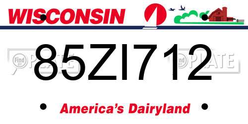 85ZI712 Wisconsin License Plate