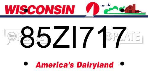 85ZI717 Wisconsin License Plate