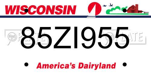 85ZI955 Wisconsin License Plate