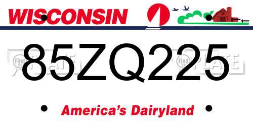 85ZQ225 Wisconsin License Plate