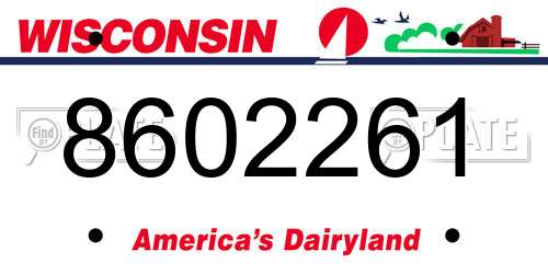 8602261 Wisconsin License Plate