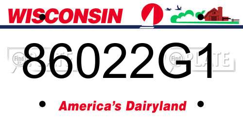 86022G1 Wisconsin License Plate