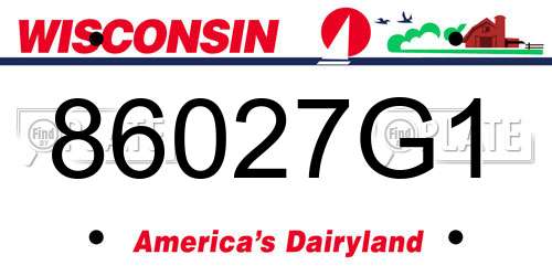 86027G1 Wisconsin License Plate