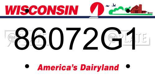 86072G1 Wisconsin License Plate