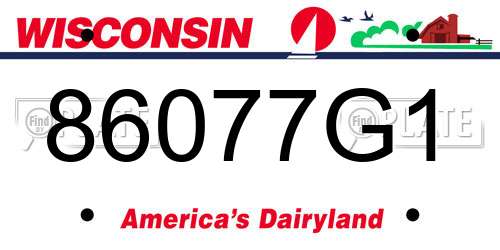 86077G1 Wisconsin License Plate