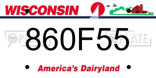 860F55 Wisconsin License Plate