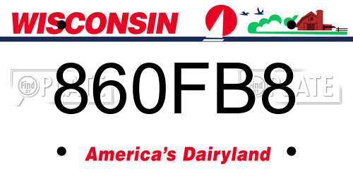 860FB8 Wisconsin License Plate