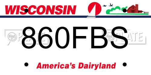 860FBS Wisconsin License Plate