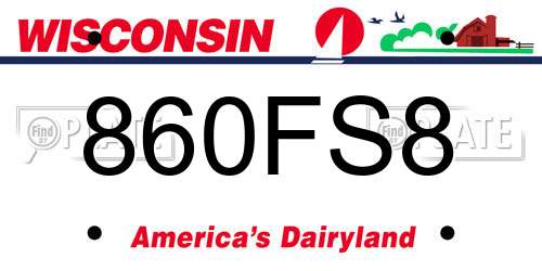 860FS8 Wisconsin License Plate