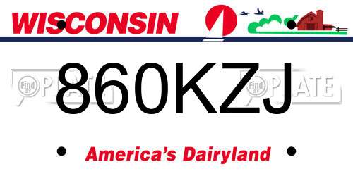 860KZJ Wisconsin License Plate
