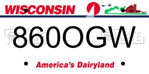 860OGW Wisconsin License Plate