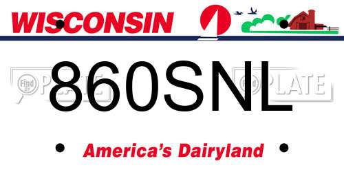 860SNL Wisconsin License Plate
