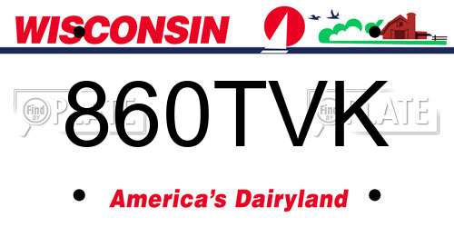 860TVK Wisconsin License Plate