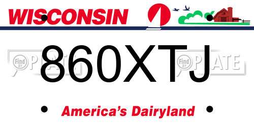860XTJ Wisconsin License Plate