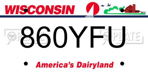 860YFU Wisconsin License Plate