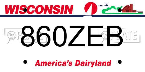 860ZEB Wisconsin License Plate