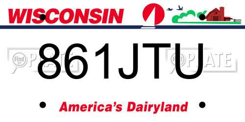 861JTU Wisconsin License Plate