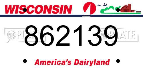 862139 Wisconsin License Plate