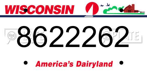 8622262 Wisconsin License Plate