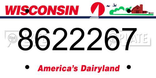 8622267 Wisconsin License Plate