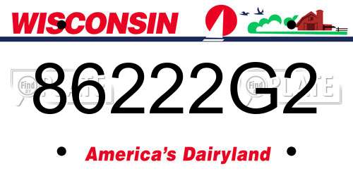 86222G2 Wisconsin License Plate