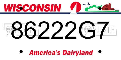86222G7 Wisconsin License Plate