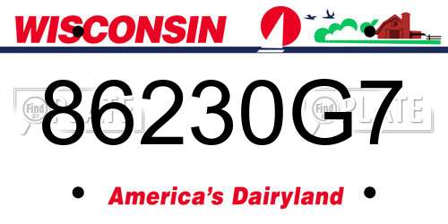 86230G7 Wisconsin License Plate
