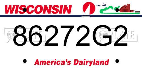 86272G2 Wisconsin License Plate