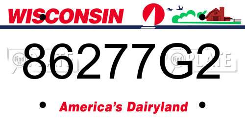 86277G2 Wisconsin License Plate