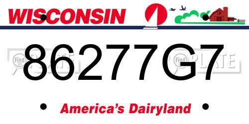 86277G7 Wisconsin License Plate
