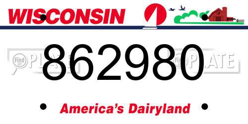 862980 Wisconsin License Plate
