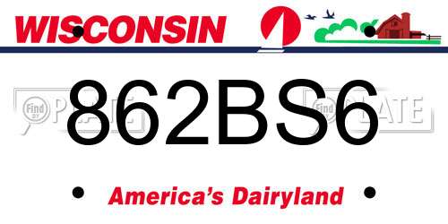 862BS6 Wisconsin License Plate