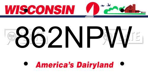 862NPW Wisconsin License Plate