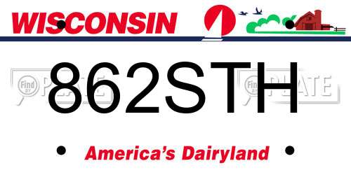 862STH Wisconsin License Plate