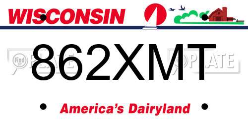 862XMT Wisconsin License Plate