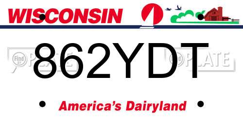 862YDT Wisconsin License Plate