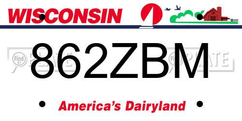 862ZBM Wisconsin License Plate