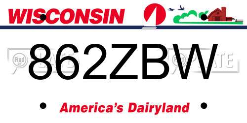 862ZBW Wisconsin License Plate