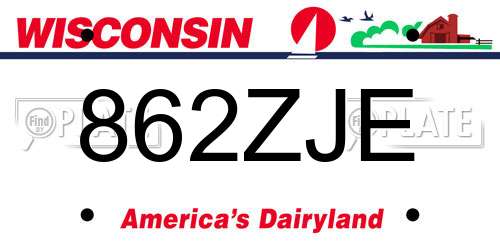 862ZJE Wisconsin License Plate