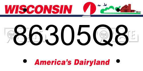 86305Q8 Wisconsin License Plate