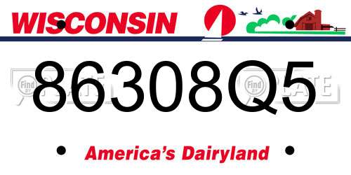 86308Q5 Wisconsin License Plate