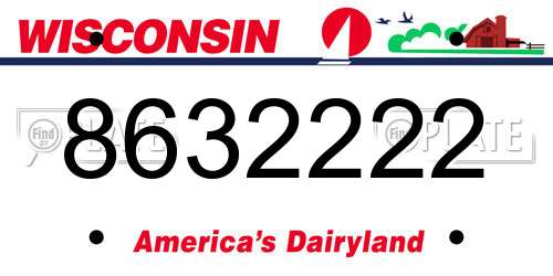 8632222 Wisconsin License Plate