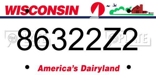 86322Z2 Wisconsin License Plate