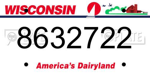 8632722 Wisconsin License Plate