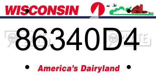 86340D4 Wisconsin License Plate