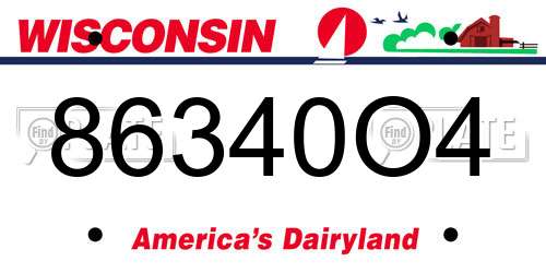 86340O4 Wisconsin License Plate