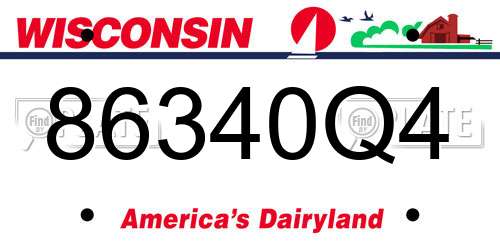 86340Q4 Wisconsin License Plate