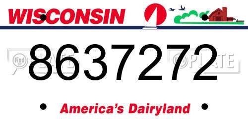 8637272 Wisconsin License Plate