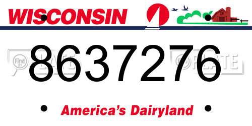 8637276 Wisconsin License Plate